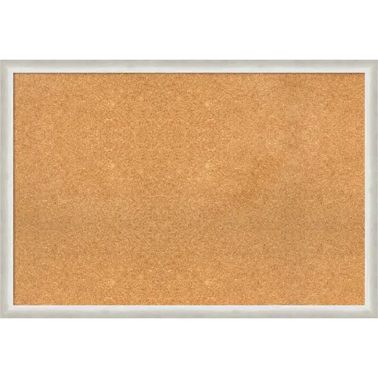 Two Tone Wood Framed Corkboard, Natural Cork Silver {1}