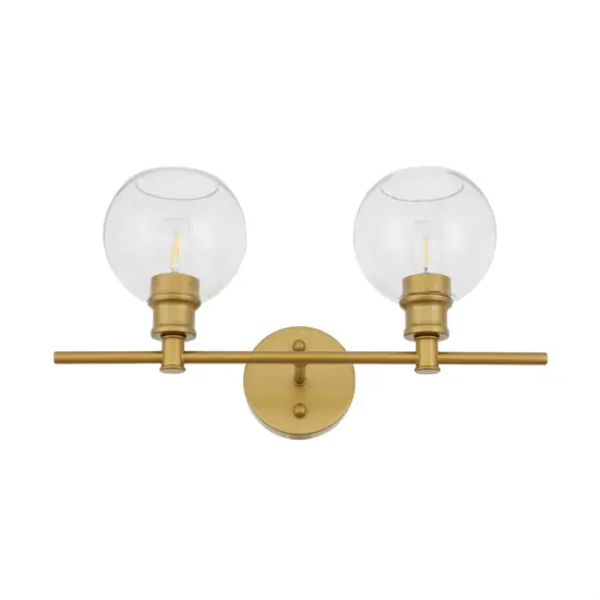 Collier 2 light Brass and Clear glass Wall sconce {5}