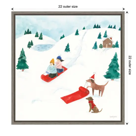 Winter Scene IV Dogs by Jenaya Jackson Canvas Art Framed {3}