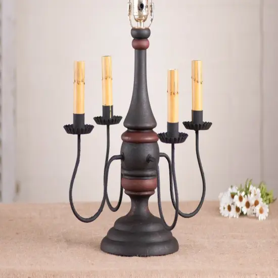 Jamestown Lamp Base in Hartford Black with Red Stripe {4}