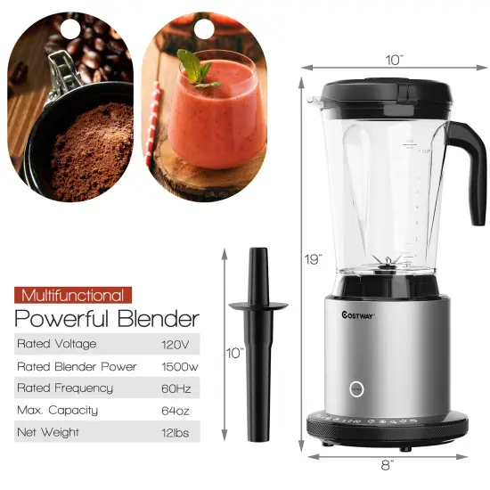 Costway 1500W Countertop Blender Smoothie Maker High Power Blender w/ 10 Speeds {4}