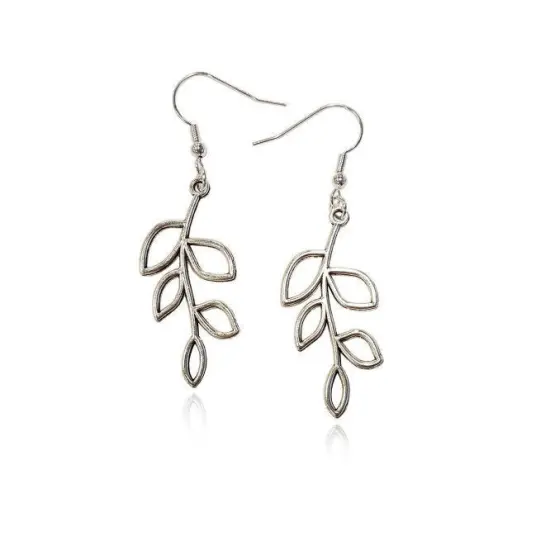Silver Olive Branch Dangle Earrings! {1}