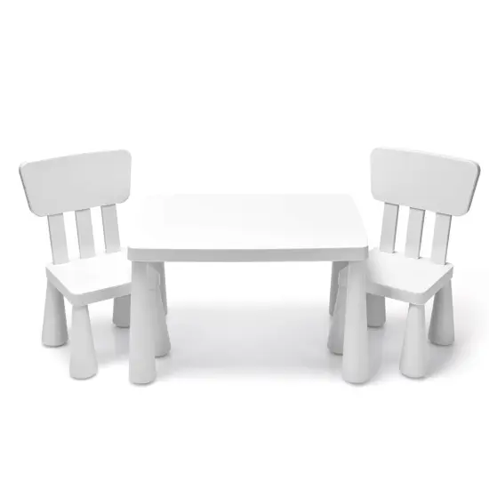 3 Pieces Toddler Multi Activity Play Dining Study Kids Table and Chair Set White {1}