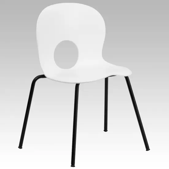Emma and Oliver Multipurpose Designer Plastic Cafe Stack Chair White {1}