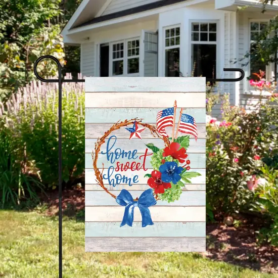 Northlight Home Sweet Home Wreath Patriotic Outdoor Garden Flag - 18" x 12.5" Red {4}