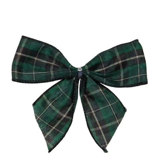 Northlight 2-Loop Christmas Bow Decorations - 5.5" - Green and Black - Pack of 6 {4}