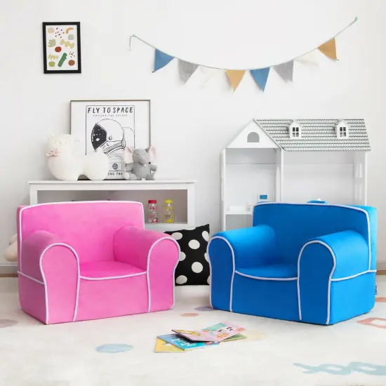 Upholstered Kids Sofa with Velvet Fabric and High Quality Sponge Blue {6}