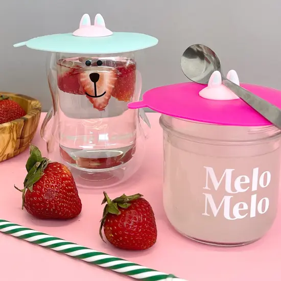 Wrapables&reg; Silicone Cup Lids, Anti-Dust Airtight Mug Covers for Hot and Cold Beverages (Set of 6) Cat Ears {6}