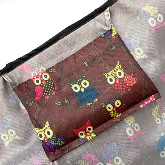 Wrapables Large Foldable Tote Nylon Reusable Grocery Bags Owls Brown {5}