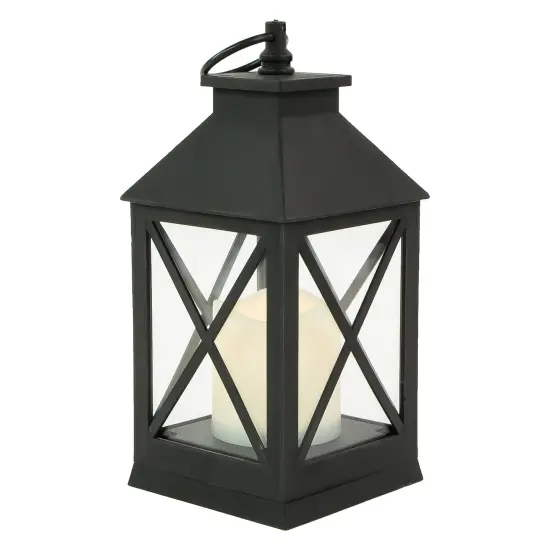 Northlight LED Lighted Lantern with Flameless Candle - 9" - Black {4}