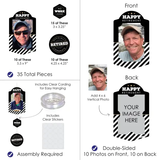 Big Dot of Happiness Happy Retirement - Retirement Party Vertical Photo Garland 35 Pieces {4}