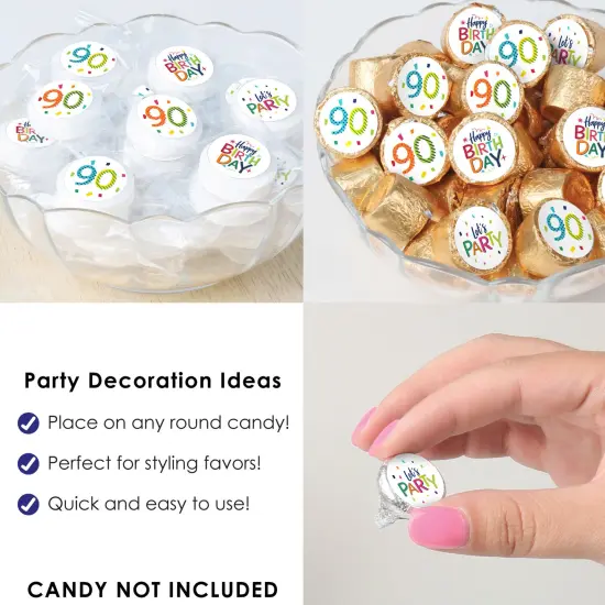 Big Dot of Happiness 90th Birthday - Cheerful Happy Birthday - Colorful Ninetieth Birthday Small Round Candy Stickers - Party Favor Labels - 324 Count {6}