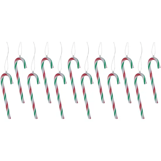 Northlight 12ct Multi Twist Candy Cane Christmas Ornaments 4" White {1}