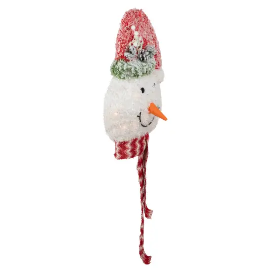 Northlight 22" Lighted Snowman Wearing a Red Frosted Hat with Pine Christmas Tree Topper {5}