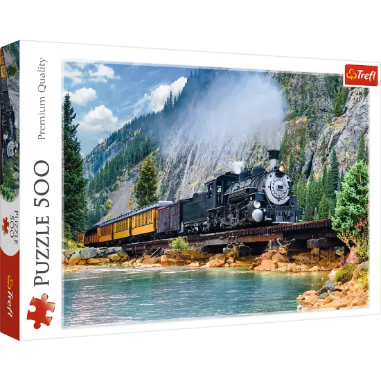 500 Piece Jigsaw Puzzle, Mountain Train, Locomotive Puzzle, Adult Puzzles, Trefl 37379 {1}