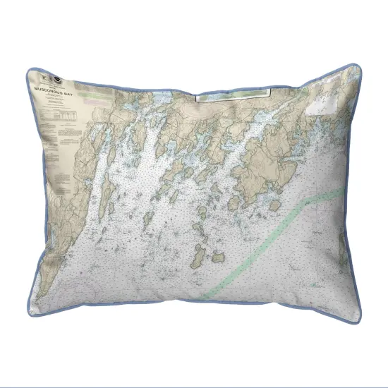Muscongus Bay, ME Map Pillow 16x20 – Large Corded Decor {1}