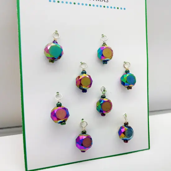 Metallic Mini Christmas Ornaments, 8 pieces with Hooks, Pretty Glass Baubles, Adorabilities {1}