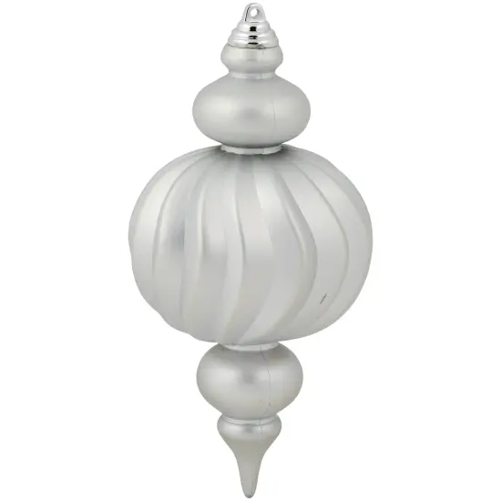 Northlight Commercial Size Shatterproof 2-Finish Finial Christmas Ornaments - Silver -10" - 4ct {6}