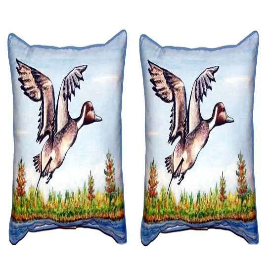 Pair of Betsy Drake Pintail Duck Large Pillows 16 Inch X 20 Inch {1}