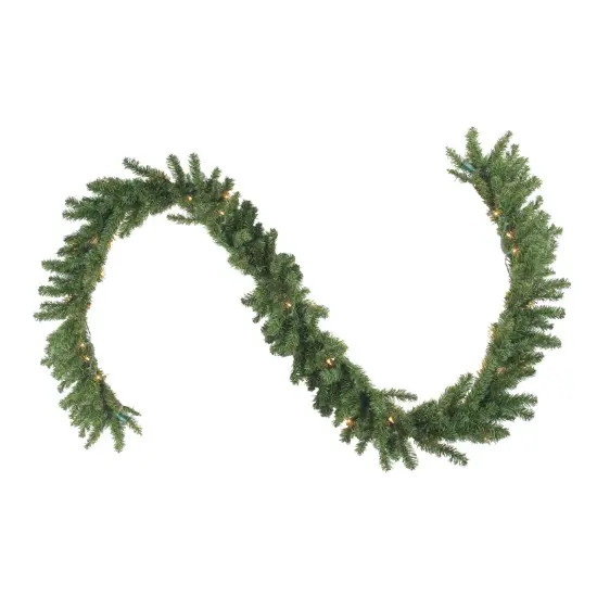 Northlight Pre-Lit Canadian Pine Artificial Christmas Garland - 9' x 12" - Clear Lights Green {1}