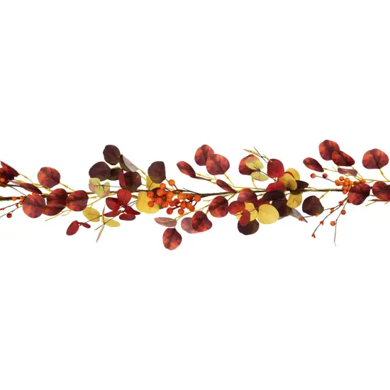Northlight 5' x 8" Berries and Leaves Artificial Fall Harvest Garland, Unlit Red {5}