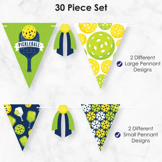 Big Dot of Happiness Let's Rally - Pickleball - DIY Birthday or Retirement Party Pennant Garland Decoration - Triangle Banner - 30 Pieces {7}
