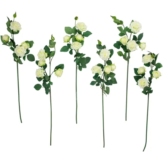 Northlight Real Touch&trade; White Artificial Rose Floral Sprays, Set of 6 -35" {1}