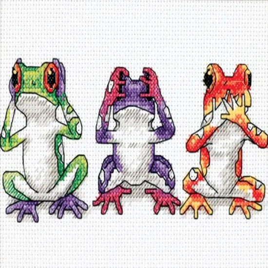 Dimensions Jiffy Mini Counted Cross Stitch Kit 7"X5"-Treefrog Trio {2}