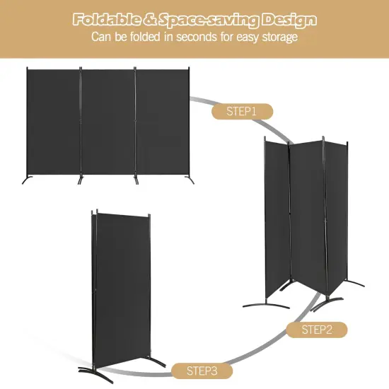 Costway 3-Panel Room Divider Folding Privacy Partition Screen for Office Room White\Black\Brown {4}