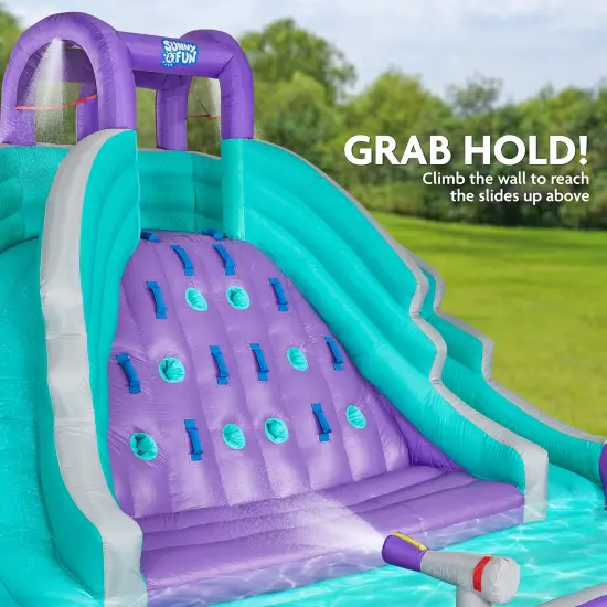 Sunny & Fun Inflatable Kids Backyard Double Water Slide Park Purple {3}