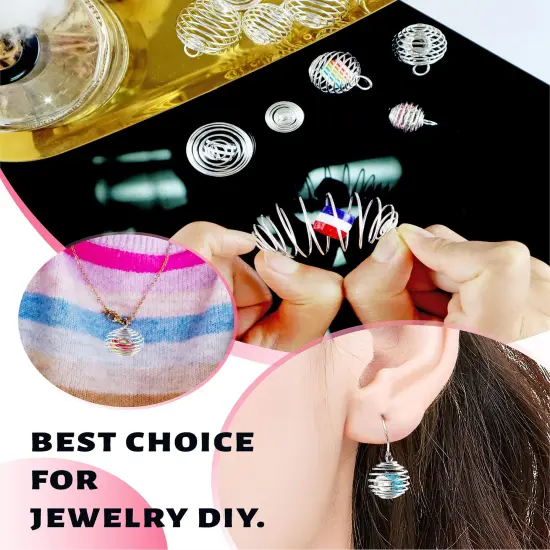 30 Pieces Spiral Bead Cages Pendants, 3 Sizes Silver Plated Stone Holder Necklace Cage Pendants Findings for Jewelry Making and Crafting {5}