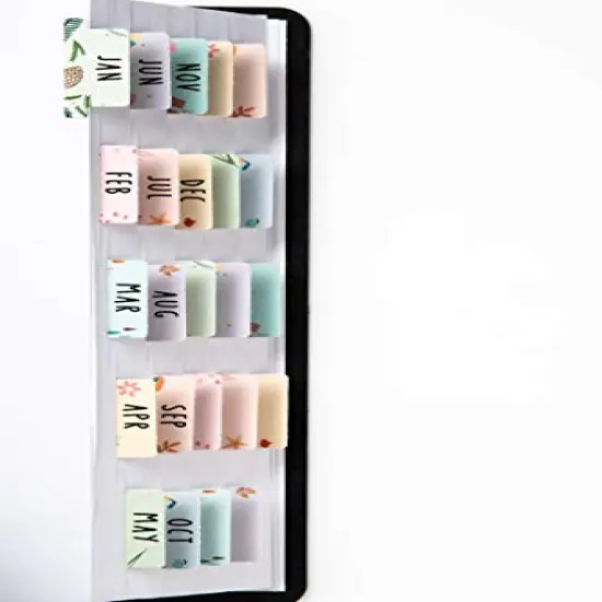 Laminated Planner Monthly Tabs, 24 Peel and Stick Tabs for Notebooks (12 Month Tabs and 12 Blank Tabs), Calendar Monthly Tab Stickers/Dividers (Assorted), Medium {3}