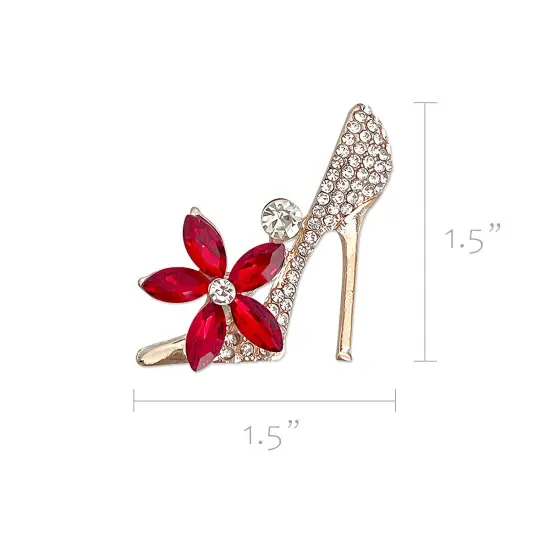 Wrapables Crystal Rhinestone High Heel Shoe Brooch Pin, Red {2}