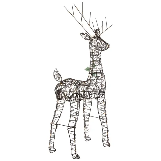 Northlight 45.5" LED Lighted Rattan Deer Outdoor Christmas Decoration Brown {6}