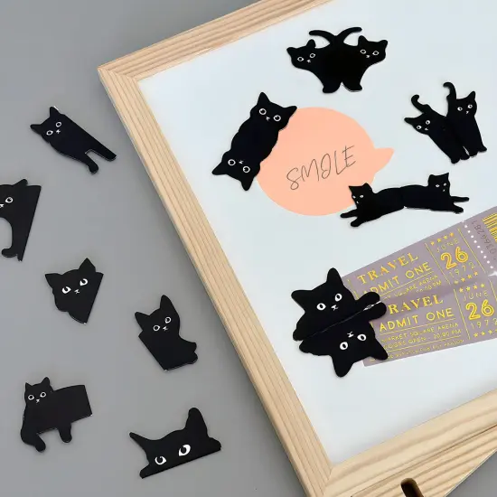 Wrapables Magnetic Black Cat Bookmarks, Page Marker, Foldable Cat Page Clips (Set of 24) {6}