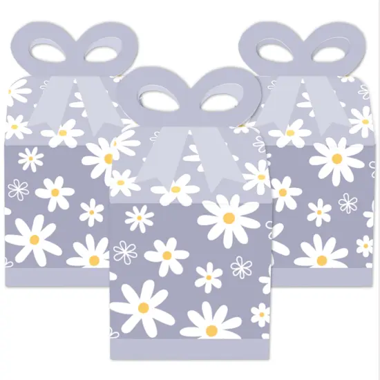 Big Dot of Happiness Purple Daisy Flowers - Square Favor Gift Boxes - Floral Party Bow Boxes - Set of 12 {3}