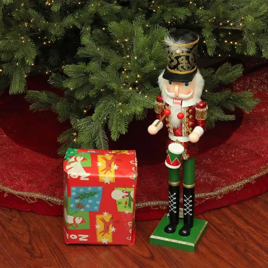 Northlight 24" Red and Green Glitter Christmas Nutcracker Drummer {3}