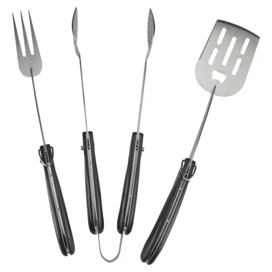 Avon Set of 3 Black and Silver Folding BBQ Tool Set 18" {3}