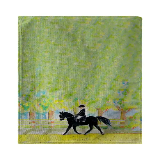 Betsy Drake Black Horse & Rider Kitchen Towel {1}