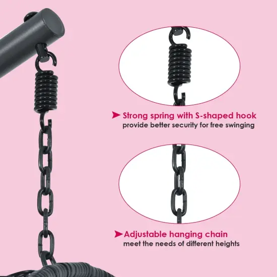 Hanging Cushioned Hammock Chair with Stand Red {5}