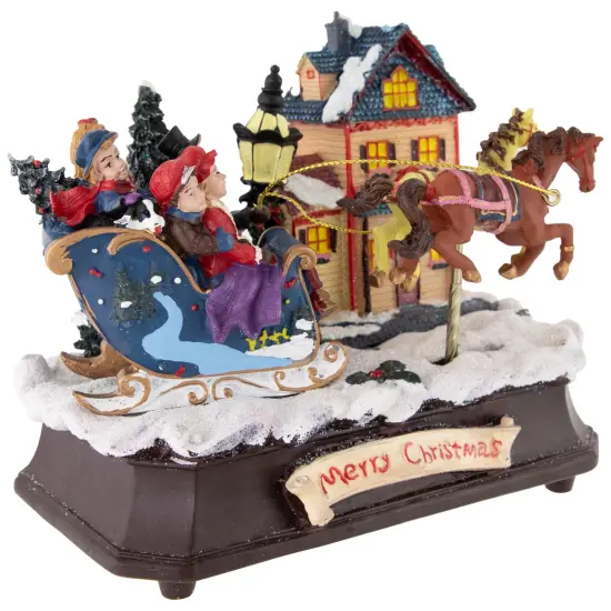 Northlight Animated and Musical Christmas Sleigh Decoration - 6.25" Brown {4}