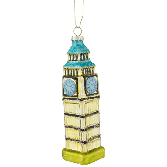 Northlight 5.5" Golden Big Ben Glittered Glass Christmas Hanging Ornament {6}