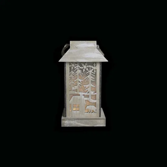 Diva At Home 9.5" Lighted Wooden Bear Silhouette Lantern Christmas Decoration Brown {5}