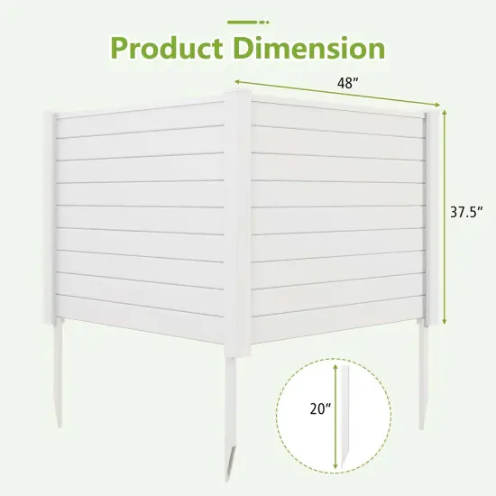 Costway 48"L x 37.5"H Air Conditioner Fence with 3 Ground Stakes Black/White {3}