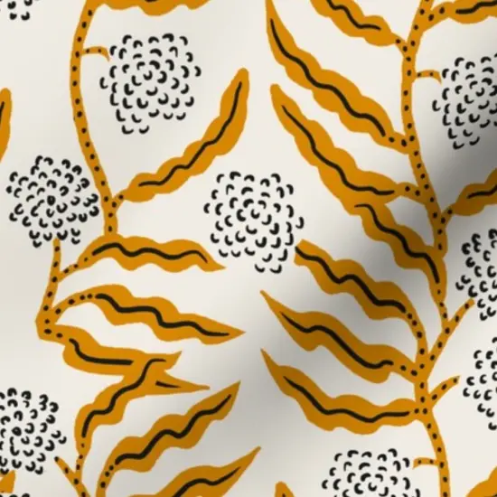 Various Fabrics by the Yard or Fat Quarter Boho Gold Floral Modern Botanical Mustard Garden Vine Abstract Custom Printed Fabric by Spoonflower {7}