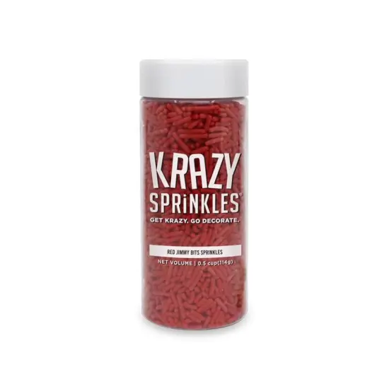 Krazy Sprinkles - Red Jimmies (1/2 Cup, 1x Jar) for Cakes, Ice Cream & Cookies {3}