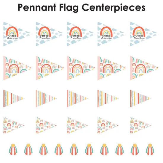 Big Dot of Happiness Hello Rainbow - Triangle Boho Baby Shower and Birthday Party Photo Props - Pennant Flag Centerpieces - Set of 20 {7}