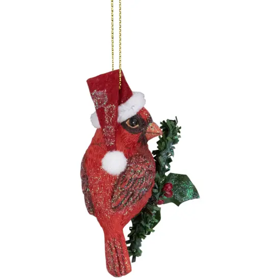 Northlight 3.5" Red Cardinal Bird Wearing Santa Hat Christmas Ornament {4}