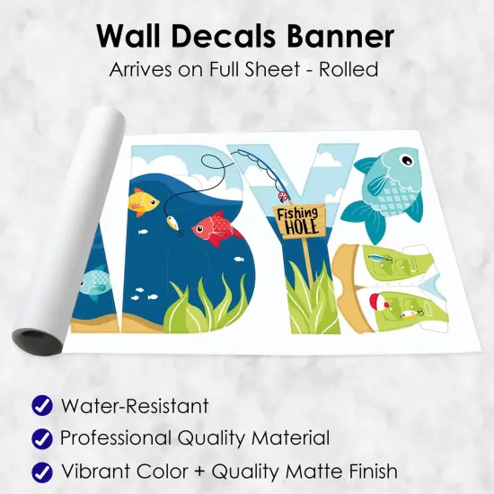 Big Dot of Happiness Let's Go Fishing - Peel and Stick Fish Themed Baby Shower Standard Banner Wall Decals - Baby {7}