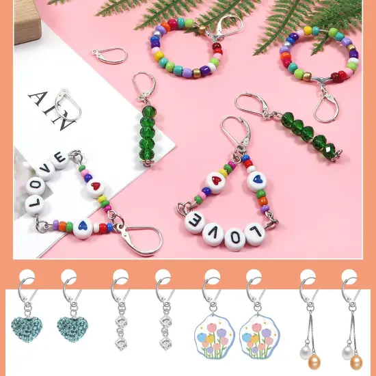 8 Pieces 925 Sterling Silver Leverback French Earring Hooks Hypoallergenic Dangle Earwire Findings 16x9mm with Jump Rings for Jewelry Making {5}